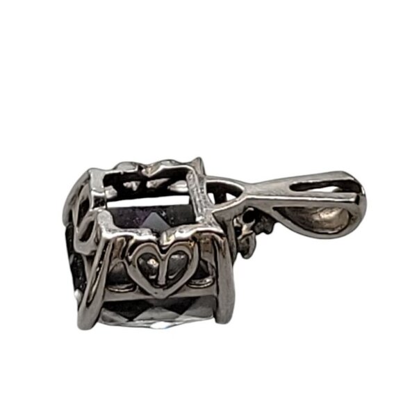 10k EMA Mystic Topaz Pendant Solid White Gold Setting Hearts in Frame 3 Accents - Picture 16 of 16